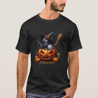 Camiseta Engraçada Bruxa de Pompkin Halloween Mens Mulheres