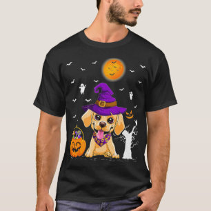 Camiseta Engraçada Bruxa de Pumpkin Hat Labrador Retriever