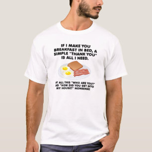 Camiseta engraçada Café da Manhã na Cama