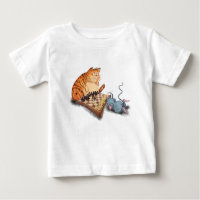 Engraçada Camisa-T de Bebê Gato e Rato Brincando X
