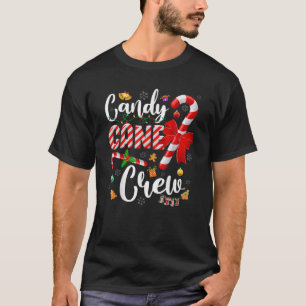 Camiseta Engraçada Candy Cane Crew Natal Doces Luz