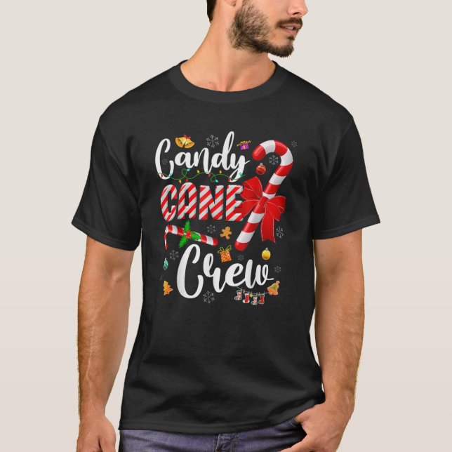 Camiseta Engraçada Candy Cane Crew Natal Doces Luz (Frente)
