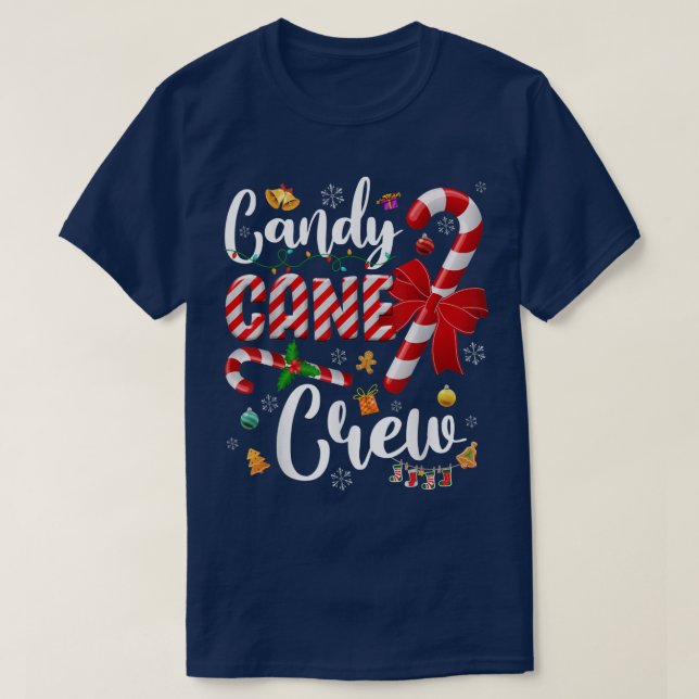 Camiseta Engraçada Candy Cane Crew Natal Doces Luz (Frente do Design)