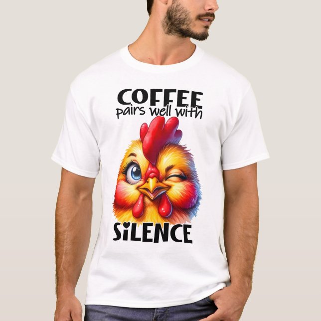 Camiseta Engraçada Coffee Testemunha de Frango Testemunha C (Frente)