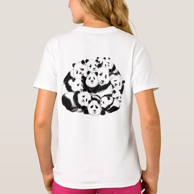 Camiseta Engraçada com a Família Panda (Verso)