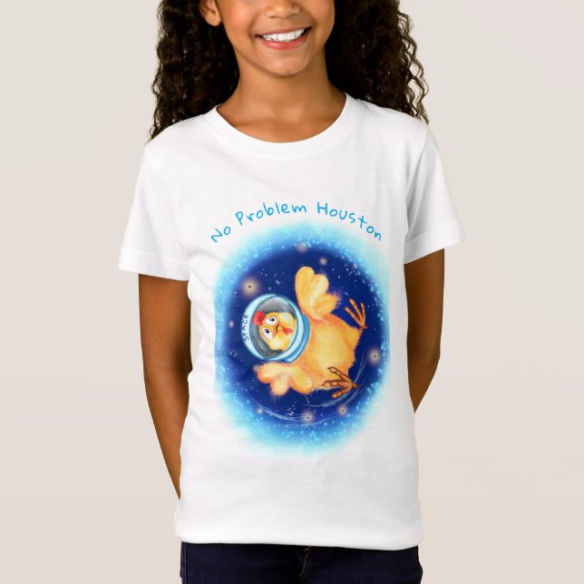 Camiseta Engraçada com Astronauta de Frango - Sem  (Frente)