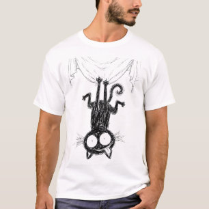 Camiseta engraçada com desenho de gato preto de c