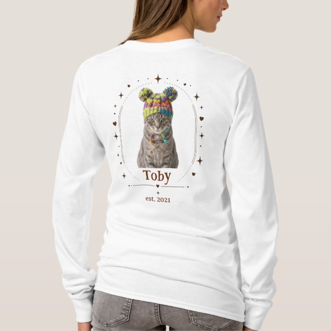Camiseta engraçada com foto de mãe de gato Desculp (Verso)