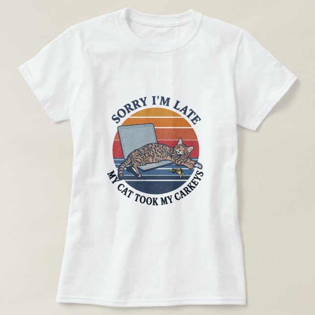 Camiseta engraçada com gato (Frente do Design)