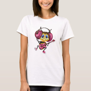 Camiseta Engraçada com Jogador de Violão de Abelha