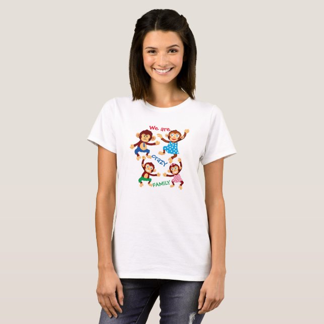 Camiseta engraçada com macacos para família alegre (Frente Completa)