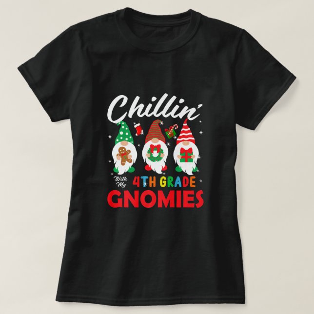 Camiseta Engraçada Com Meus Professores De Gnomos Do 4º Ano (Frente do Design)