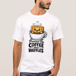 Camiseta engraçada com o Poder do Café e Waffles