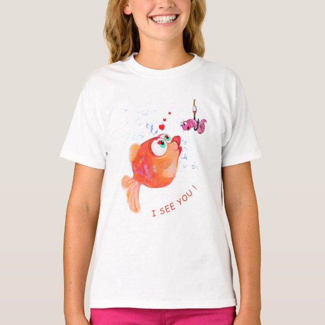 Camiseta Engraçada com Peixe e Texto do Verme - Se (Frente)
