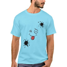Camiseta Engraçada com Rosto Sorridente e Salpico