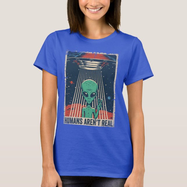 Camiseta Engraçada Conspiração Espacial de OVNI Alienígena (Frente)