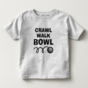 Camiseta engraçada Crawl Walk Bowl para criança pe