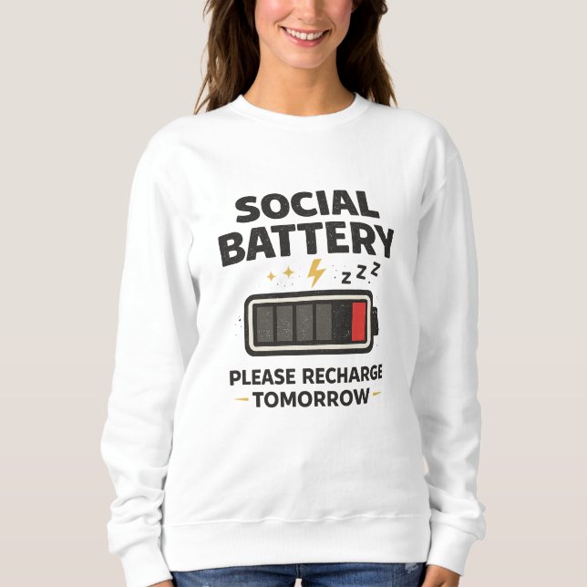 Camiseta engraçada da Bateria Social do Introverti (Frente)