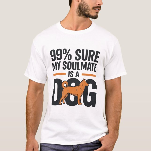 Camiseta Engraçada de Alma Gêmea Cachorro Design V (Frente)