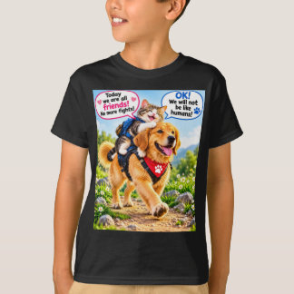 camiseta engraçada de amizade de cachorro e gato f
