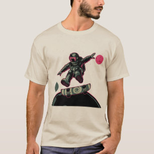 Camiseta engraçada de astronauta de skate espacial