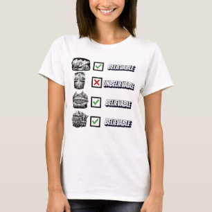 Camiseta engraçada de ateu, crível v inacreditável