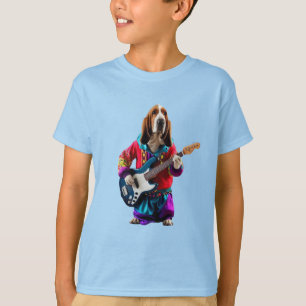Camiseta engraçada de Basset Hound estrela do Rock
