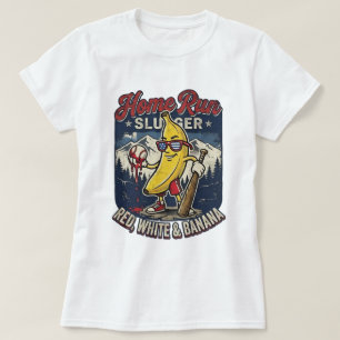 Camiseta engraçada de beisebol banana vintage patr