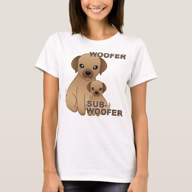 Camiseta engraçada de cachorrinho Sub-Woofer (Frente)