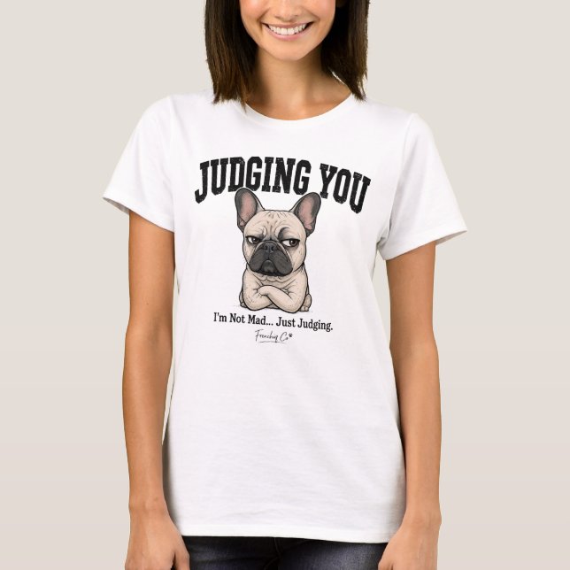 Camiseta Engraçada de Cachorro Bulldogue Francês J (Frente)