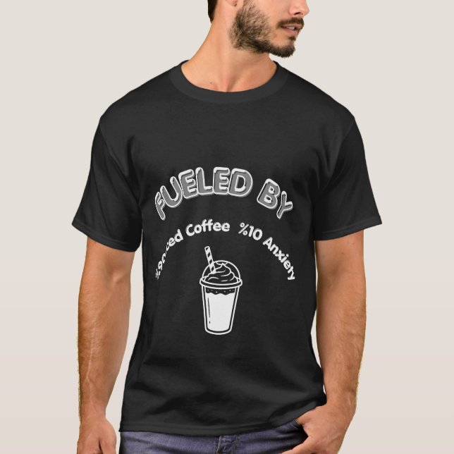 Camiseta Engraçada de Café Gelado e Ansiedade - %9 (Frente)