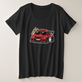 Camiseta engraçada de carro para mulheres plus siz
