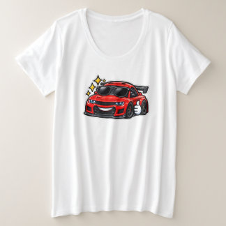 Camiseta engraçada de carro para mulheres plus siz