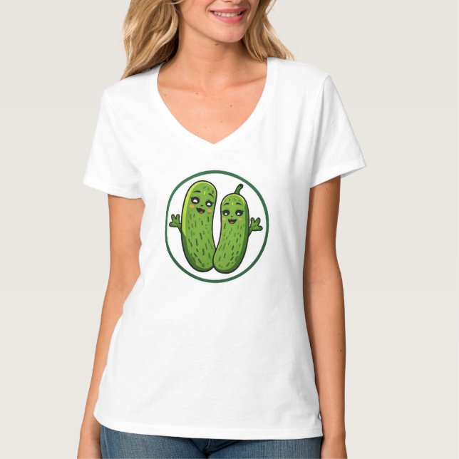 Camiseta engraçada de casal de picles fofos Kawaii (Frente)