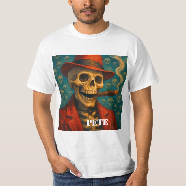 Camiseta engraçada de caveira masculina (Frente)