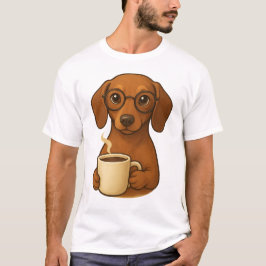 Camiseta Engraçada de Dachshund Amante de Café – S