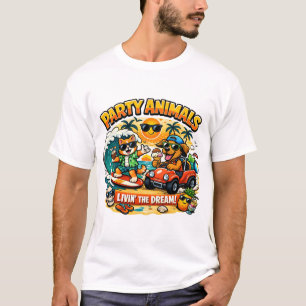 Camiseta engraçada de desenho animado com animais 