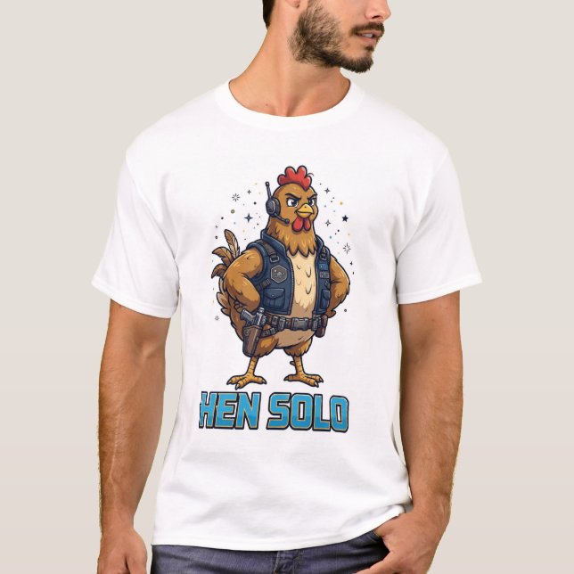 Camiseta engraçada de frango HEN SOLO (Frente)