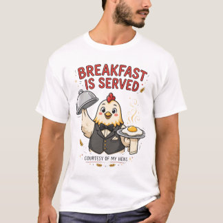 Camiseta Engraçada de Frango no Café da Manhã