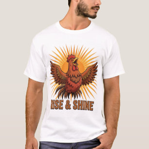 Camiseta engraçada de frango RISE & SHINE