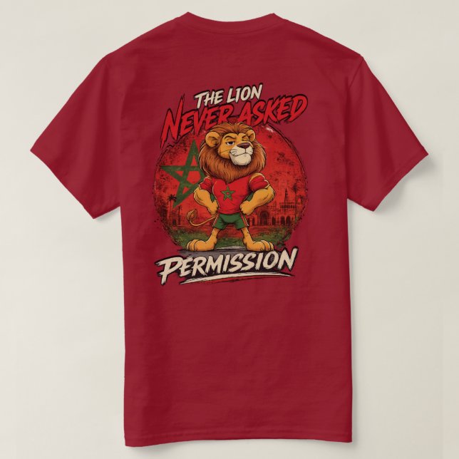 Camiseta engraçada de futebol do Leão de Marrocos (Verso do Design)