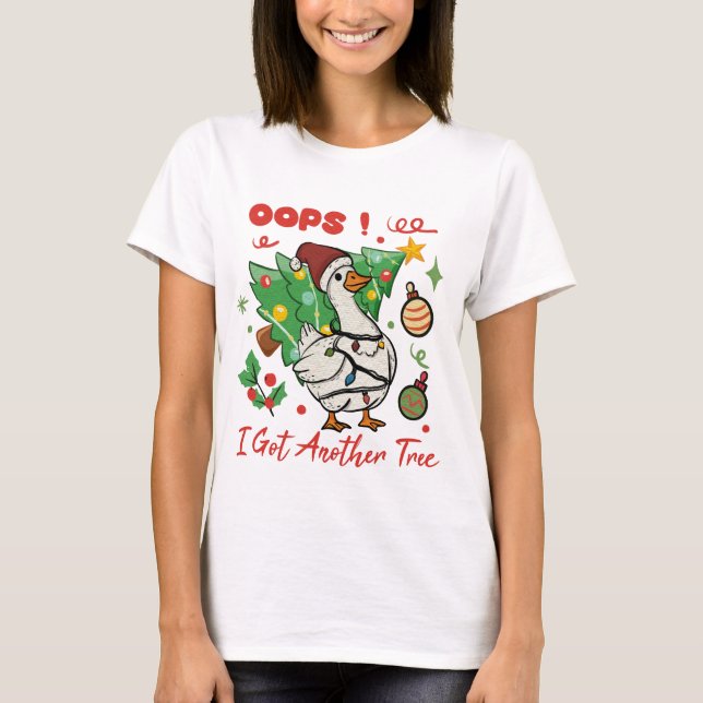 Camiseta Engraçada de Ganso de Natal – Oops (Frente)