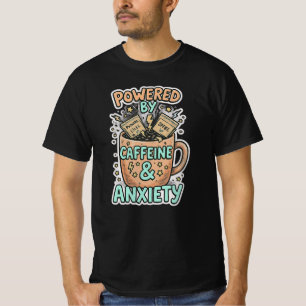 Camiseta engraçada de gato 'Alimentado por Ansieda