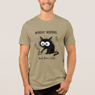 Camiseta engraçada de gato amante de café da manhã