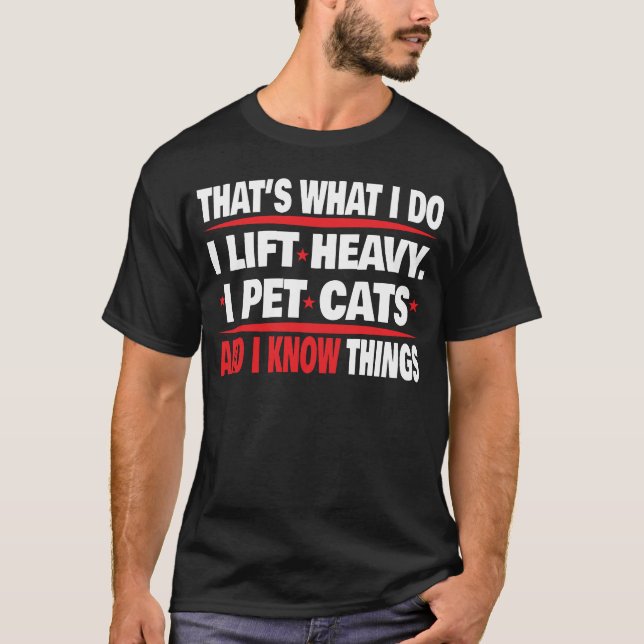 Camiseta engraçada de gato animal levantamento de  (Frente)