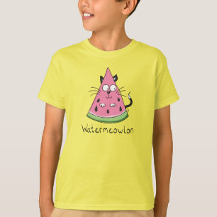 Camiseta engraçada de gato de melancia para menino