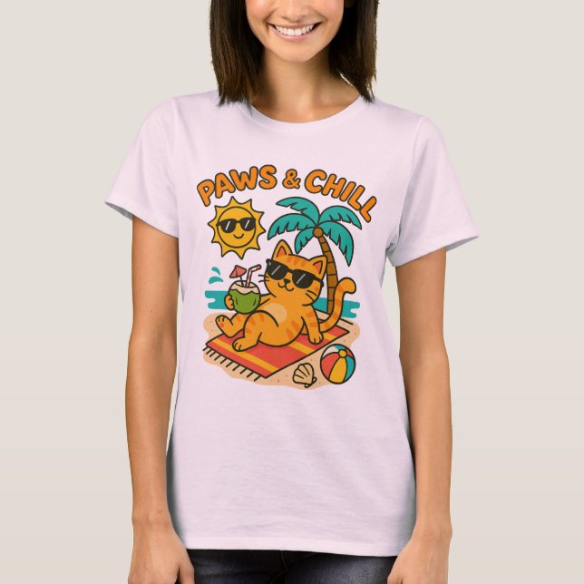Camiseta engraçada de gato de verão – "Patas & Rel (Frente)