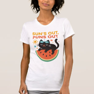 Camiseta engraçada de gato de verão – "Sol à vista