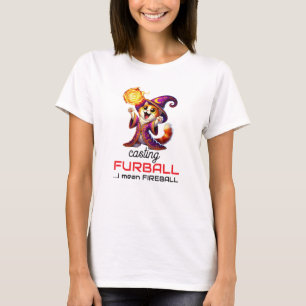 Camiseta Engraçada de Gato DnD Fireball Furball