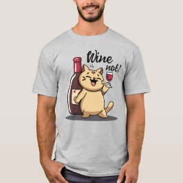 Camiseta Engraçada de Gato e Vinho - Desenho Desen